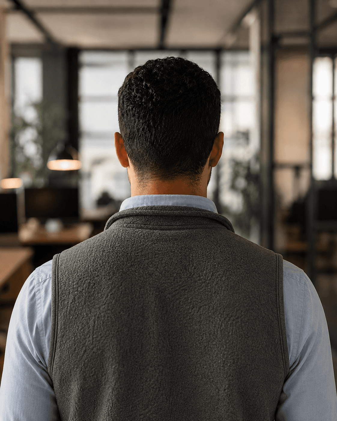 Anonymous portrait of a Midair founder, seen from behind